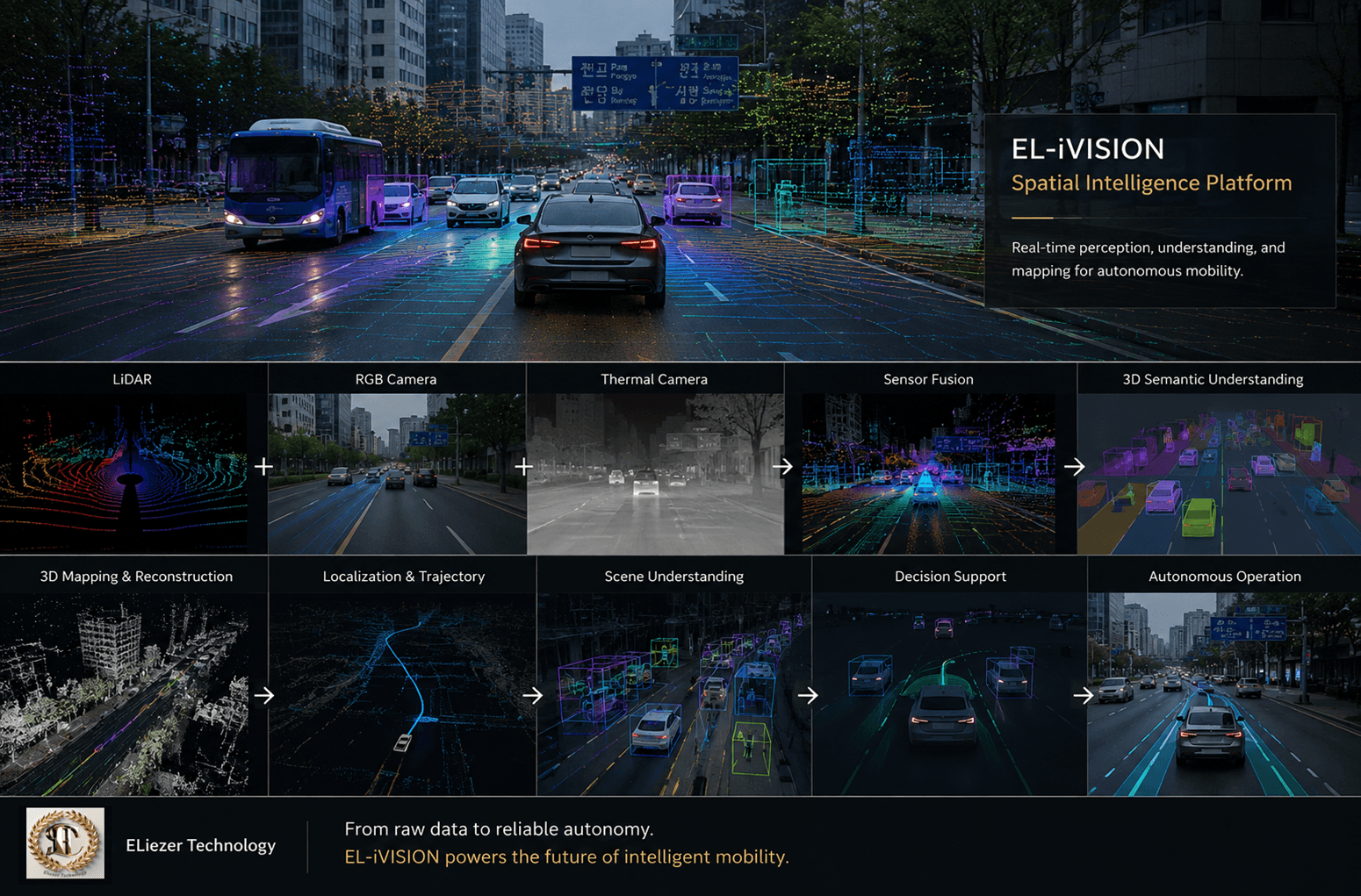 Capability map running from LiDAR, camera and thermal input through fusion, mapping and scene understanding to autonomous operation.
